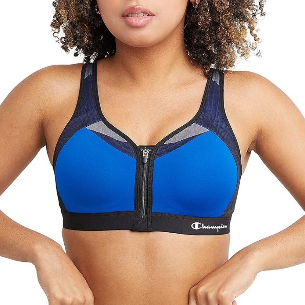 Champion Women's Motion Control Zip Sports Bra, Surf the Web, 36B
